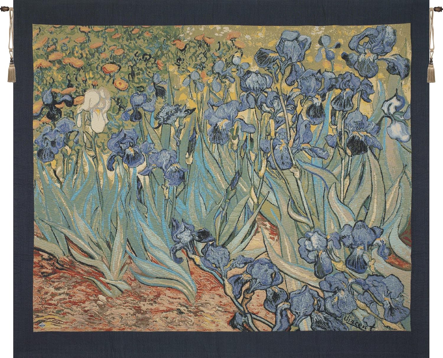 Charlotte Home Furnishings Inc. Iris By Van Gogh Italian Tapestry Wall Hanging 48 X 63 Inch Viscose Cotton And Polyester Blend Wall Art Perfect For Home Decor And Wall Decor By Vincent Van Gogh
